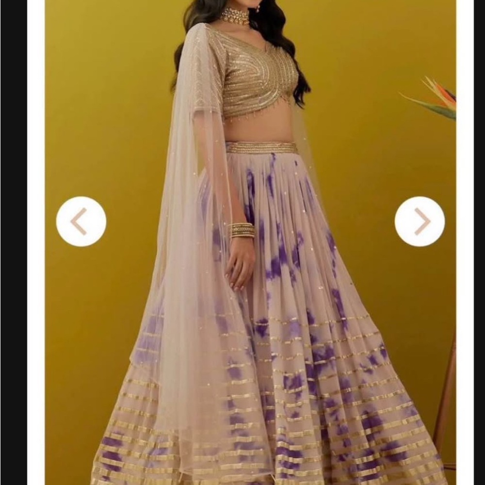 Stunning Gold and Purple A-Line Lehenga